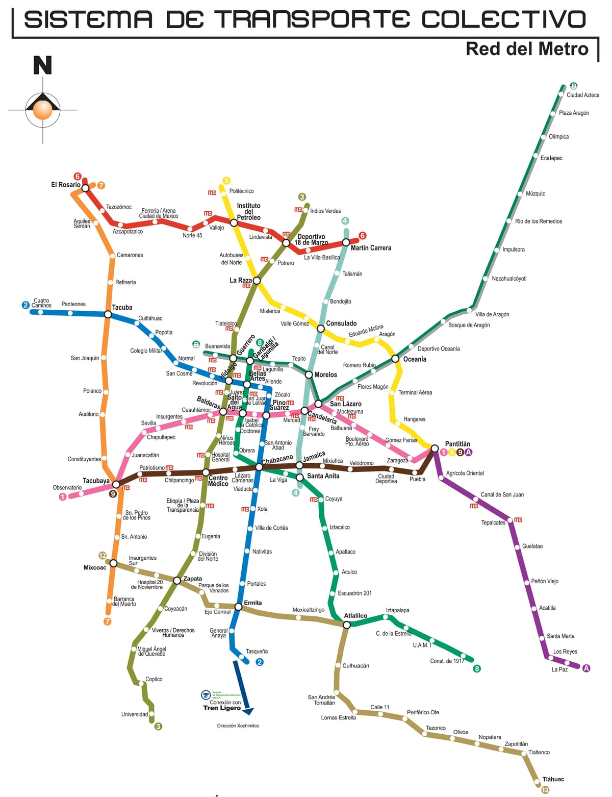 Kaart van het metronet van Mexico-Stad